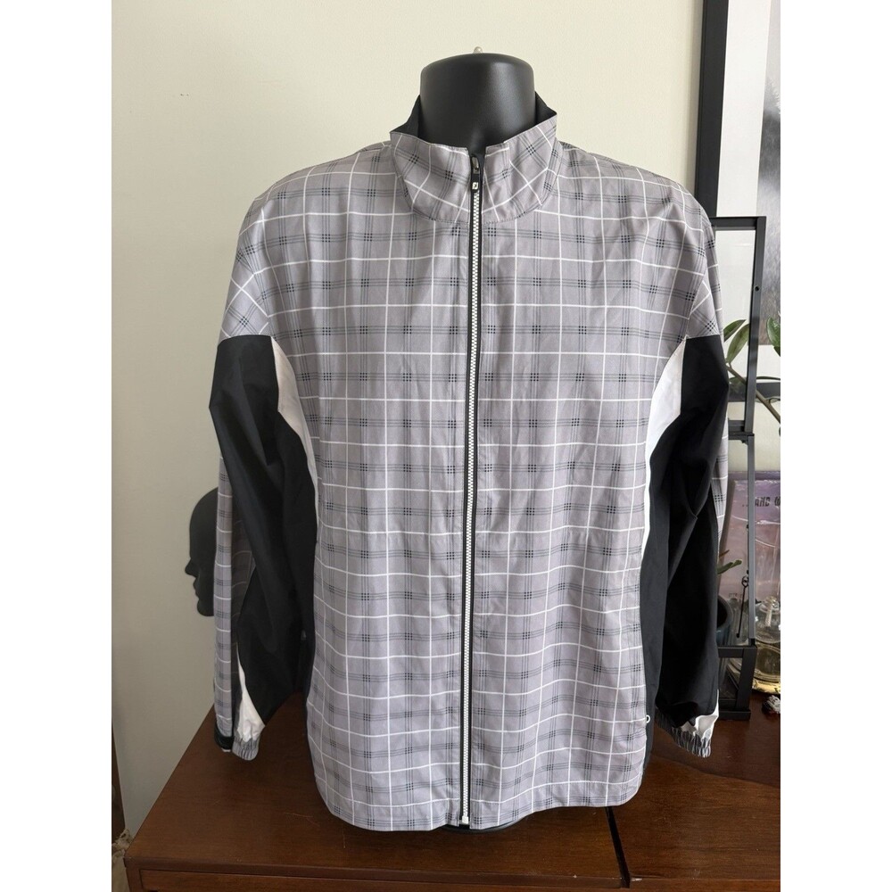 FootJoy DryJoys Plaid Full Zip Golf Jacket Men's Lightweight Water Resistant M